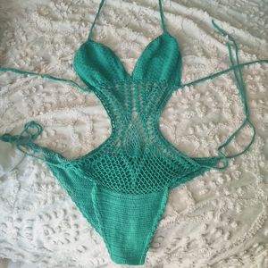 Macrame turquoise swimsuit